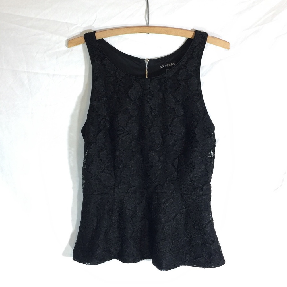 EXPRESS | black lace peplum tank